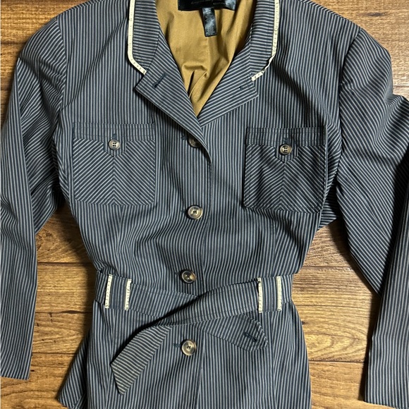 Apostrophe • Navy Blue/Brown • Striped • Size 22W (2 X-Large) • Trench Jacket - Picture 4 of 9